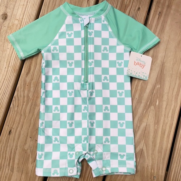 NWT- Mickey Mouse Short Sleeve Rashguard Swimsuit Size 6Months & 12 Months - Picture 1 of 7